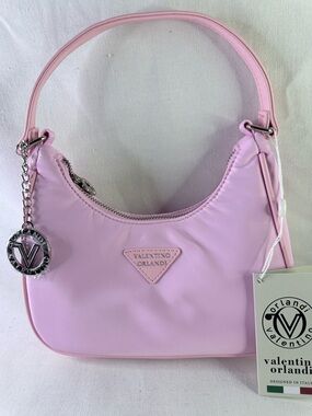 Valentino Orlandi Light Pink Shoulder Bag with Silver Charm V-3015